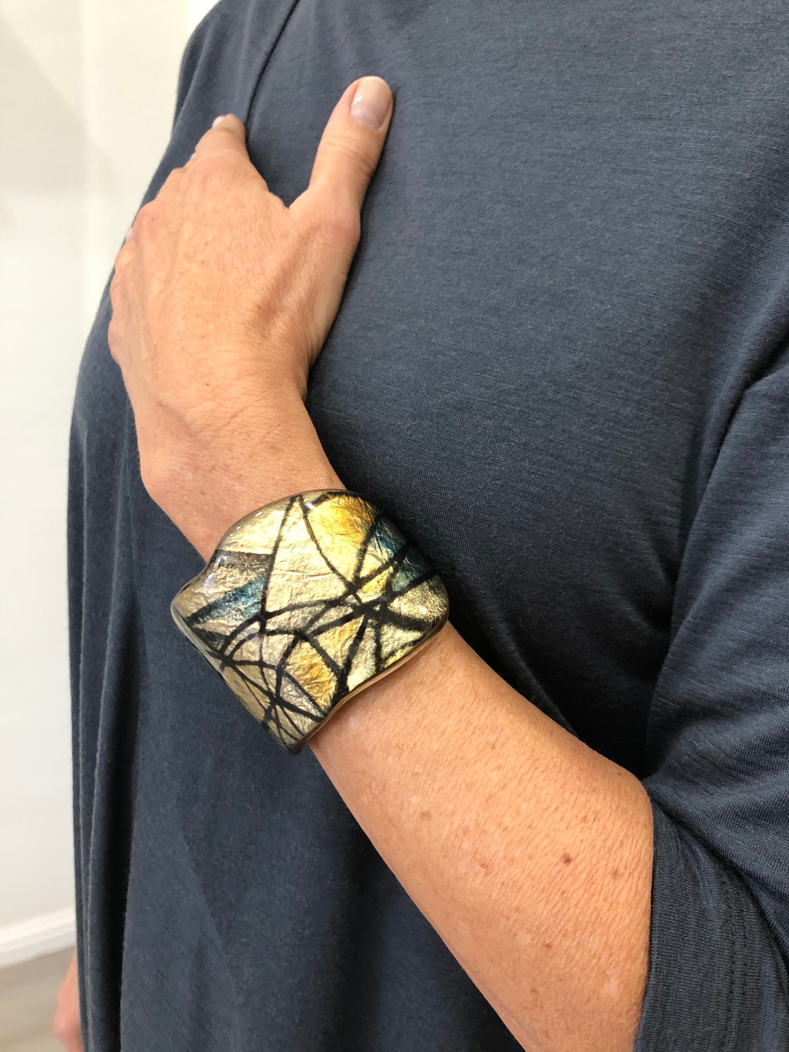 Mo Resin Cuff with gold leaf